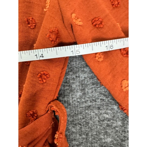 Shein Womens Sz M Rust Orange Long Sleeve Maxi Dress Swiss Dot Belted Tiered - Picture 10 of 11